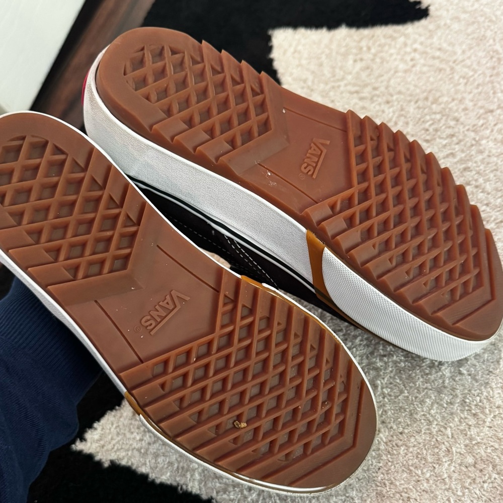 Vans stacked Black and White Sneakers with Brown Accents - Picture 10 of 13